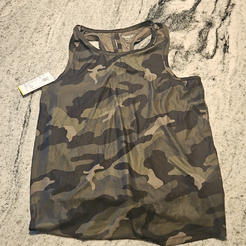 Old Navy Green and Brown Camouflage Sleeveless Tank Top